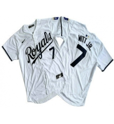 Men's Kansas City Royals #7 Bobby Witt Jr Number White Black Name Limited Stitched Jersey