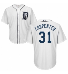 Men's Majestic Detroit Tigers #31 Ryan Carpenter Replica White Home Cool Base MLB Jersey