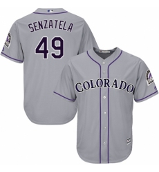Men's Majestic Colorado Rockies #49 Antonio Senzatela Replica Grey Road Cool Base MLB Jersey