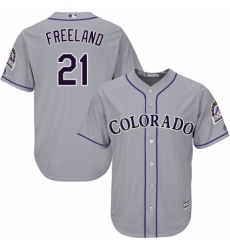 Youth Majestic Colorado Rockies #21 Kyle Freeland Authentic Grey Road Cool Base MLB Jersey