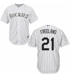 Youth Majestic Colorado Rockies #21 Kyle Freeland Authentic White Home Cool Base MLB Jersey