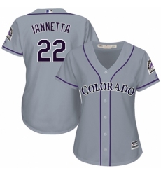 Women's Majestic Colorado Rockies #22 Chris Iannetta Authentic Grey Road Cool Base MLB Jersey