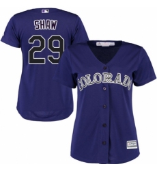 Women's Majestic Colorado Rockies #29 Bryan Shaw Authentic Purple Alternate 1 Cool Base MLB Jersey