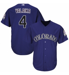 Men's Majestic Colorado Rockies #4 Pat Valaika Replica Purple Alternate 1 Cool Base MLB Jersey