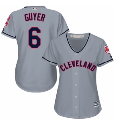 Women's Majestic Cleveland Indians #6 Brandon Guyer Replica Grey Road Cool Base MLB Jersey