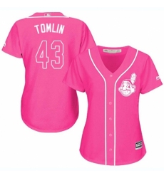 Women's Majestic Cleveland Indians #43 Josh Tomlin Authentic Pink Fashion Cool Base MLB Jersey