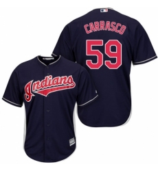 Men's Majestic Cleveland Indians #59 Carlos Carrasco Replica Navy Blue Alternate 1 Cool Base MLB Jersey