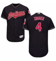 Men's Majestic Cleveland Indians #4 Bradley Zimmer Navy Blue Alternate Flex Base Authentic Collection MLB Jersey