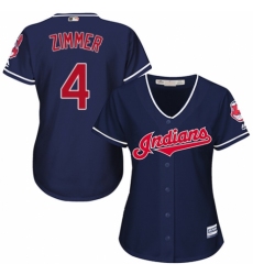 Women's Majestic Cleveland Indians #4 Bradley Zimmer Replica Navy Blue Alternate 1 Cool Base MLB Jersey