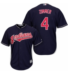 Youth Majestic Cleveland Indians #4 Bradley Zimmer Replica Navy Blue Alternate 1 Cool Base MLB Jersey
