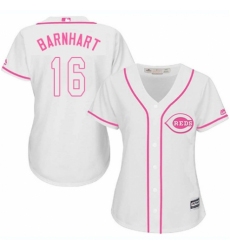 Women's Majestic Cincinnati Reds #16 Tucker Barnhart Replica White Fashion Cool Base MLB Jersey