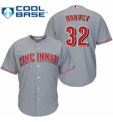 Youth Majestic Cincinnati Reds #32 Matt Harvey Authentic Grey Road Cool Base MLB Jersey