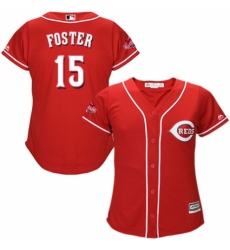 Women's Majestic Cincinnati Reds #15 George Foster Authentic Red Alternate Cool Base MLB Jersey