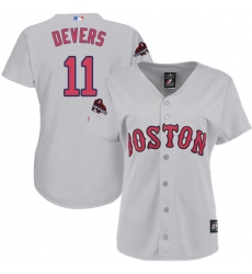 Women's Majestic Boston Red Sox #11 Rafael Devers Authentic Grey Road 2018 World Series Champions MLB Jersey
