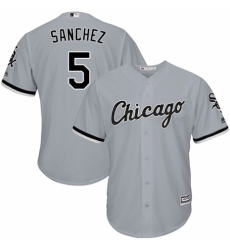 Men's Majestic Chicago White Sox #5 Yolmer Sanchez Replica Grey Road Cool Base MLB Jersey