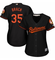 Women's Majestic Baltimore Orioles #35 Brad Brach Replica Black Alternate Cool Base MLB Jersey