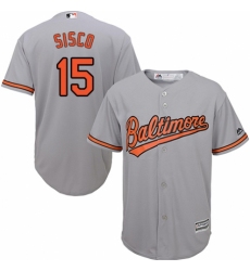 Men's Majestic Baltimore Orioles #15 Chance Sisco Replica Grey Road Cool Base MLB Jersey