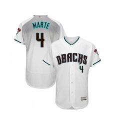 Men's Arizona Diamondbacks #4 Ketel Marte White Teal Alternate Authentic Collection Flex Base Baseball Jersey