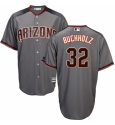 Men's Majestic Arizona Diamondbacks #32 Clay Buchholz Authentic Grey Road Cool Base MLB Jersey