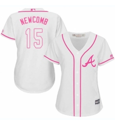 Women's Majestic Atlanta Braves #15 Sean Newcomb Authentic White Fashion Cool Base MLB Jersey