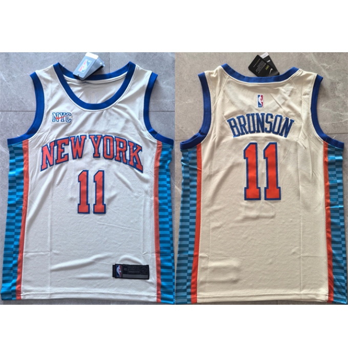 Men's New Yok Knicks #11 Jalen Brunson Cream 2025-26 City Edition Stitched Basketball Jersey