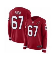 Women's Nike Arizona Cardinals #67 Justin Pugh Limited Red Therma Long Sleeve NFL Jersey