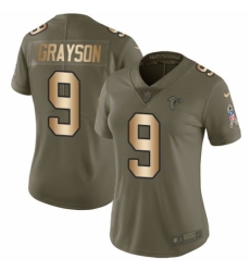 Women's Nike Atlanta Falcons #9 Garrett Grayson Limited Olive/Gold 2017 Salute to Service NFL Jersey