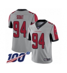 Men's Atlanta Falcons #94 Deadrin Senat Limited Silver Inverted Legend 100th Season Football Jersey
