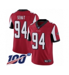 Men's Atlanta Falcons #94 Deadrin Senat Red Team Color Vapor Untouchable Limited Player 100th Season Football Jersey