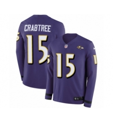Men's Nike Baltimore Ravens #15 Michael Crabtree Limited Purple Therma Long Sleeve NFL Jersey