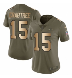 Women's Nike Baltimore Ravens #15 Michael Crabtree Limited Olive/Gold Salute to Service NFL Jersey