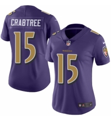 Women's Nike Baltimore Ravens #15 Michael Crabtree Limited Purple Rush Vapor Untouchable NFL Jersey