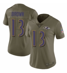 Women's Nike Baltimore Ravens #13 John Brown Limited Olive 2017 Salute to Service NFL Jersey