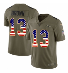 Youth Nike Baltimore Ravens #13 John Brown Limited Olive/USA Flag Salute to Service NFL Jersey