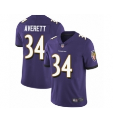 Men's Baltimore Ravens #34 Anthony Averett Purple Team Color Vapor Untouchable Limited Player Football Jersey