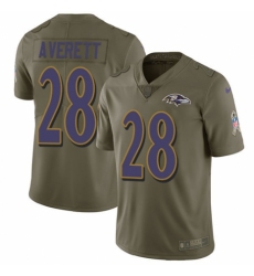 Men's Nike Baltimore Ravens #28 Anthony Averett Limited Olive 2017 Salute to Service NFL Jersey