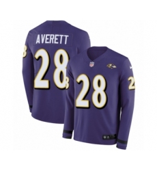Men's Nike Baltimore Ravens #28 Anthony Averett Limited Purple Therma Long Sleeve NFL Jersey