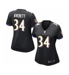 Women's Baltimore Ravens #34 Anthony Averett Game Black Alternate Football Jersey