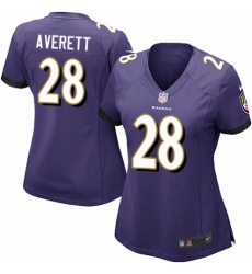 Women's Nike Baltimore Ravens #28 Anthony Averett Game Purple Team Color NFL Jersey
