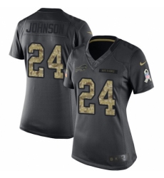 Women's Nike Buffalo Bills #24 Taron Johnson Limited Black 2016 Salute to Service NFL Jersey