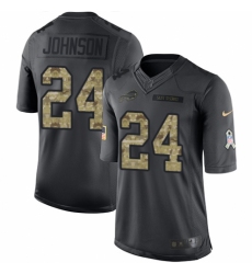 Youth Nike Buffalo Bills #24 Taron Johnson Limited Black 2016 Salute to Service NFL Jersey