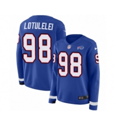 Women's Nike Buffalo Bills #98 Star Lotulelei Limited Royal Blue Therma Long Sleeve NFL Jersey
