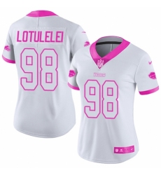 Women's Nike Buffalo Bills #98 Star Lotulelei Limited White/Pink Rush Fashion NFL Jersey
