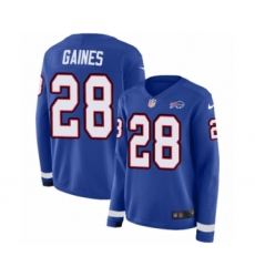 Women's Nike Buffalo Bills #28 Phillip Gaines Limited Royal Blue Therma Long Sleeve NFL Jersey