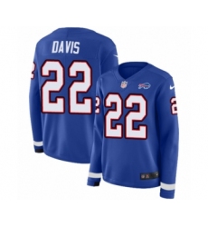 Women's Nike Buffalo Bills #22 Vontae Davis Limited Royal Blue Therma Long Sleeve NFL Jersey