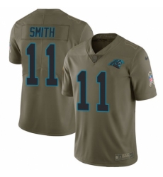 Youth Nike Carolina Panthers #11 Torrey Smith Limited Olive 2017 Salute to Service NFL Jersey
