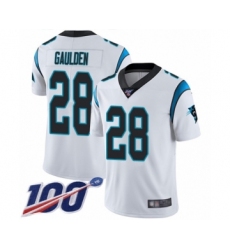 Men's Carolina Panthers #28 Rashaan Gaulden White Vapor Untouchable Limited Player 100th Season Football Jersey