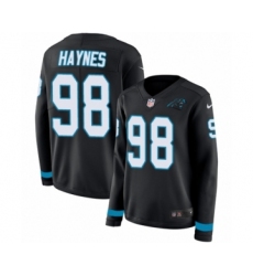 Women's Nike Carolina Panthers #98 Marquis Haynes Limited Black Therma Long Sleeve NFL Jersey