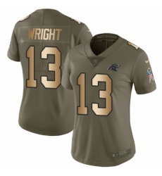 Women's Nike Carolina Panthers #13 Jarius Wright Limited Olive/Gold 2017 Salute to Service NFL Jersey