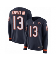 Women's Nike Chicago Bears #13 Bennie Fowler III Limited Navy Blue Therma Long Sleeve NFL Jersey